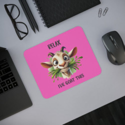 Tapis de souris 22x18 cm – Chèvre Kawaii & Jeu de Mots « Relax, I've Goat This » – Fond Rose
