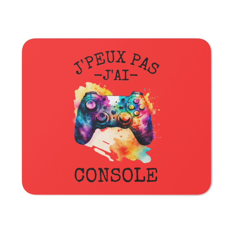 Tapis de souris 22x18 cm – « J’Peux Pas J’ai Console » – Manette Multicolore