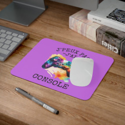Tapis de souris 22x18 cm – « J’Peux Pas J’ai Console » – Manette Multicolore sur Fond Violet