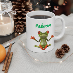Mug Grenouille Zen Personnalisable Prénom  Tasse Drôle Yoga 11oz