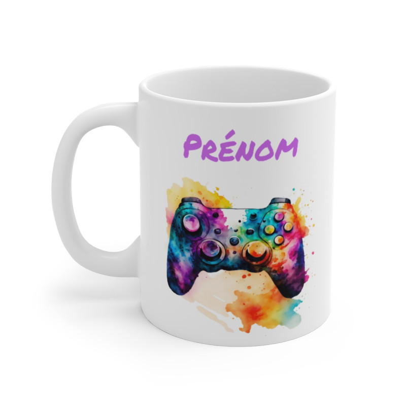 Mug Gamer Personnalisable Prénom – Tasse Manette Colorée 11oz Cadeau Geek Enfant Ado