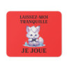 Tapis de souris 22x18 cm – Renard Gamer Kawaii « Laissez-Moi Tranquille Je Joue » – Fond Rouge