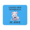 Tapis de souris 22x18 cm – Renard Kawaii Gamer « Laissez-Moi Tranquille Je Joue » – Fond Bleu