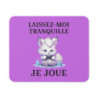 Tapis de souris 22x18 cm – Renard Blanc Gamer « Laissez-Moi Tranquille Je Joue » – Fond Violet