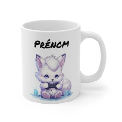 Mug Renard Gamer Personnalisable – Prénom au-dessus – Cadeau Geek Mignon