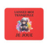 Tapis de souris 22x18 cm – Singe Gamer « Laissez-Moi Tranquille Je Joue » – Fond Rouge