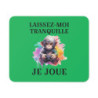 Tapis de souris 22x18 cm – Bébé Singe Gamer « Laissez-Moi Tranquille Je Joue » – Fond Vert