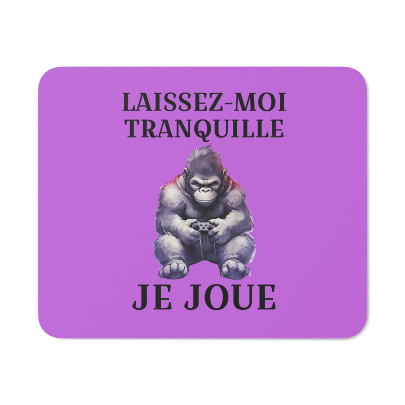 Tapis de souris 22x18 cm – Gorille Concentré « Laissez-Moi Tranquille Je Joue » – Fond Violet