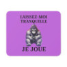 Tapis de souris 22x18 cm – Gorille Concentré « Laissez-Moi Tranquille Je Joue » – Fond Violet