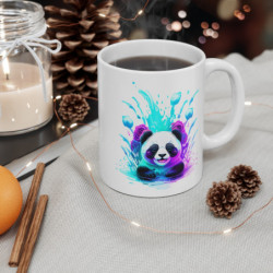 Mug Panda Néon Personnalisable – Design Splash Fluorescent – Cadeau Kawaii Stylé