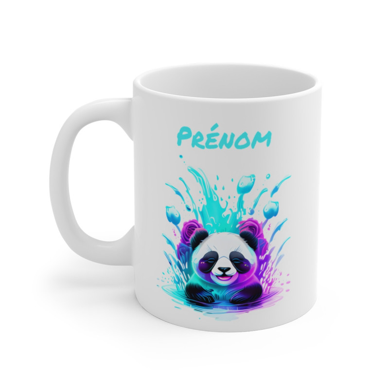 Mug Panda Splash Néon – Personnalisable avec Prénom – Design Kawaii Fluorescent