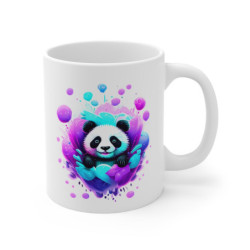 Mug Panda Fluo Kawaii – Design Fleur & Bulles – Cadeau Coloré Enfant