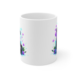 Mug Panda Kawaii Néon – Fleurs Stylisées – Cadeau Mignon et Coloré