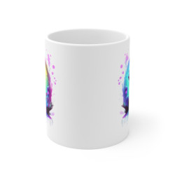 Mug Panda Fluo Debout – Fleurs & Arc-en-ciel – Design Kawaii Artistique