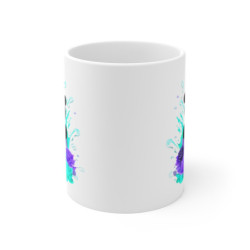 Mug Panda Zen – Fleurs Turquoises & Violettes – Style Kawaii Brillant