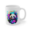 Mug Panda Assis – Design Zen & Fleurs Néon – Cadeau Tendre et Kawaii