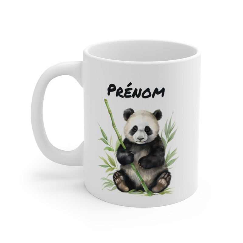 Mug Panda Bambou – Personnalisable avec Prénom – Illustration Aquarelle Nature
