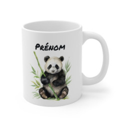 Mug Panda Bambou – Personnalisable avec Prénom – Illustration Aquarelle Nature