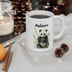 Mug Panda Bambou – Personnalisable avec Prénom – Illustration Aquarelle Nature
