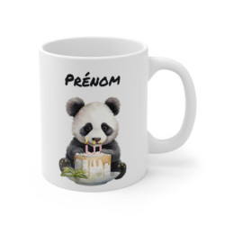 Mug Panda Anniversaire – Personnalisable avec Prénom – Gâteau & Bougies