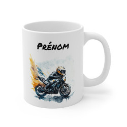 Mug Moto Aquarelle – Design Sportif Dynamique – Personnalisable avec Prénom