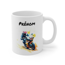 Mug Moto de Course – Design Aquarelle – Personnalisable avec Prénom