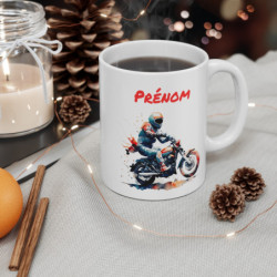 Mug Motard Feu & Vitesse – Design Moto Aquarelle – Personnalisé avec Prénom