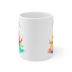 Mug Motard – Moto Café Racer Aquarelle Arc-en-ciel – Style Vintage & Couleurs Splash