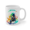 Mug Motard – Moto Café Racer Aquarelle Arc-en-ciel – Style Vintage & Couleurs Splash