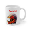 Mug Casque Moto Personnalisé – Prénom Motard – Design Stylisé Orange & Noir