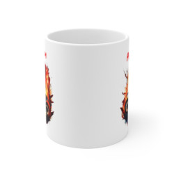 Mug Personnalisé Motocross – Pilote Moto Tout-Terrain en Forêt en Flammes – Cadeau Unique avec Prénom