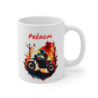 Mug Personnalisé Motocross – Pilote Moto Tout-Terrain en Forêt en Flammes – Cadeau Unique avec Prénom