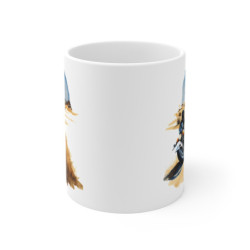 Mug Moto Route Désert – Pilote en Harley sur Chemin Sablonneux – Aventure Motard Vintage