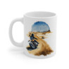 Mug Moto Route Désert – Pilote en Harley sur Chemin Sablonneux – Aventure Motard Vintage