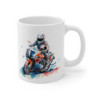 Mug Moto GP – Motard Racing en Action – Design Aquarelle Rouge & Bleu Dynamique