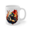 Mug Motocross Aventure – Design Enduro Forêt en Flammes – Illustration Aquarelle Intense