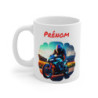Mug Moto Personnalisable – Motard Sportif sur Route de Montagne – Ajoutez un Prénom