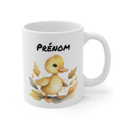 Mug Caneton Mignon – “Prénom Personnalisé” – Illustration Aquarelle Tendre et Colorée