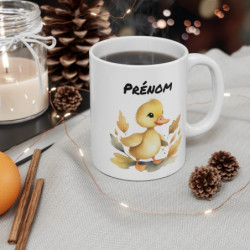 Mug Caneton Mignon – “Prénom Personnalisé” – Illustration Aquarelle Tendre et Colorée