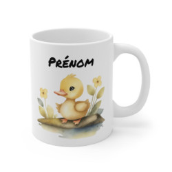 Mug Caneton Poétique – “Prénom Personnalisé” – Illustration Douce et Fleurie