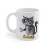 Mug Chat Fatigué – Design Humour Matinal – Chat en Pyjama avec Café & Chaussons Canard
