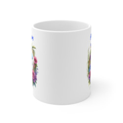Mug Perroquet Tropical Personnalisé – Prénom au choix – Oiseau Exotique & Fleurs Bohèmes