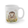 Mug Hérisson Champêtre – Illustration Aquarelle Fleurs Pastel – Design Doux et Nature