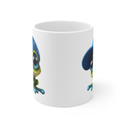 Mug Grenouille Casquette Bleue – Illustration Aquarelle Mignonne – Tasse Cool et Décontractée