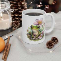 Tasse Grenouille Fleurie Aquarelle – Mug Nature Champêtre Mignon Cadeau Zen 325ml idée cadeau pour enfant et adulte