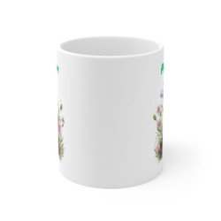 Tasse Personnalisable Grenouille Fleurs – Mug Prénom Aquarelle Cadeau Nature Mignon 325ml