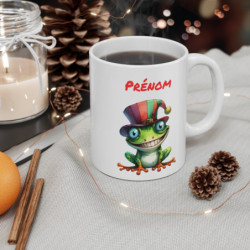 Tasse Personnalisable Grenouille Drôle – Mug Prénom Chapeau Bouffon Humour Cadeau Original 325ml