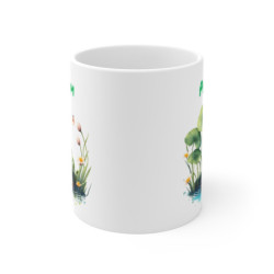 Tasse Personnalisable Grenouille Étang – Mug Prénom Aquarelle Nature Zen Cadeau Poétique 325ml