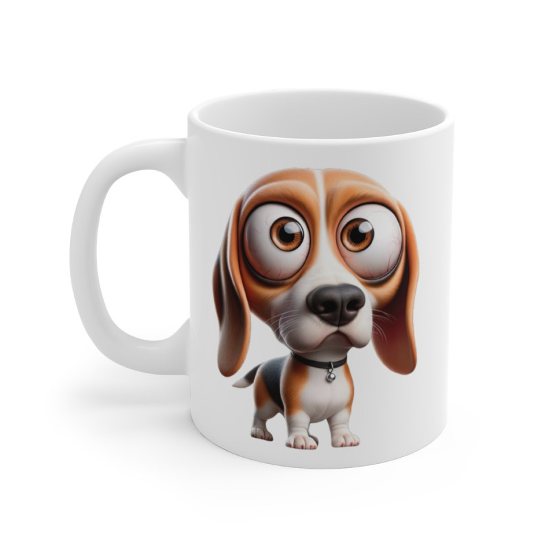 Tasse Chien Beagle Mignon – Mug Cartoon Beagle Tricolore Rigolo Cadeau Chiot 325ml