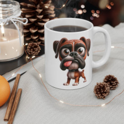 Tasse Chien Boxer Mignon – Mug Cartoon Chiot Expressif Rigolo Cadeau Fan de Dog 325ml